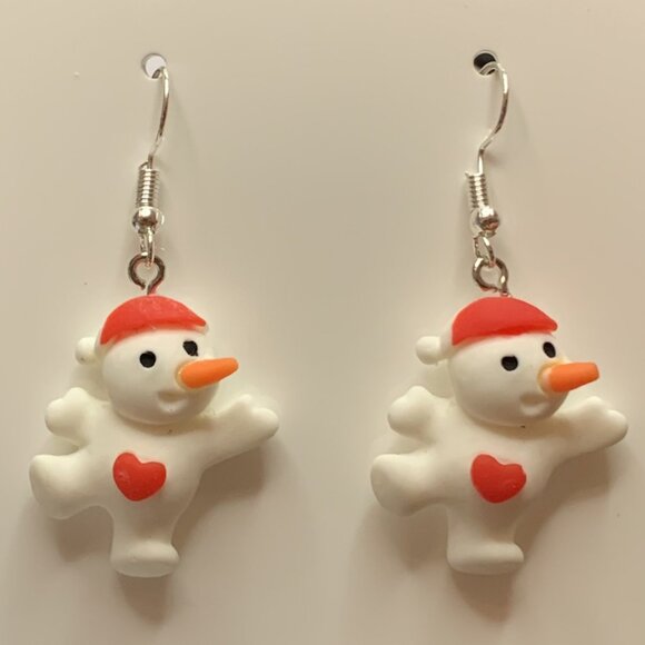 Snowman Earring, Frosty Earring, Christmas Earring, Holiday Earring, Gift Idea - Picture 2 of 5